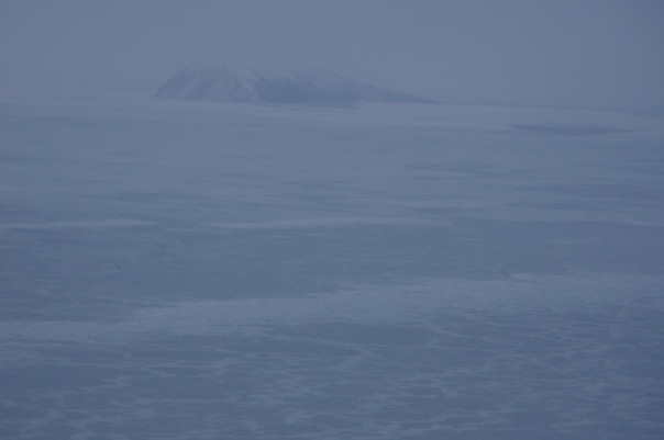Pacific Ocean near Unalakleet - looking north. This landmass looks like it comes out of nowhere